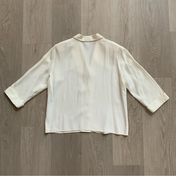 S.L. Petites Off-White Large Collar Shirt Sz 10 - Picture 7 of 10